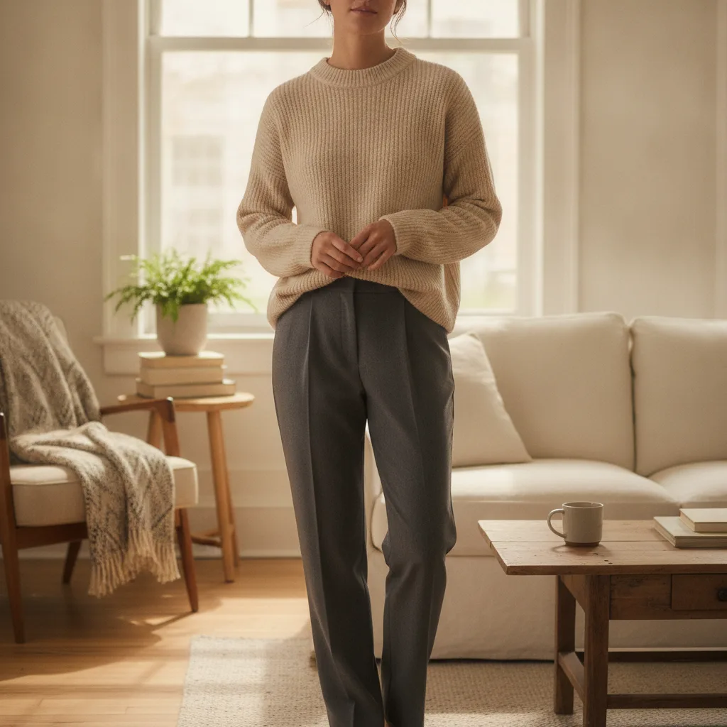 Relaxed knit with sleek trousers